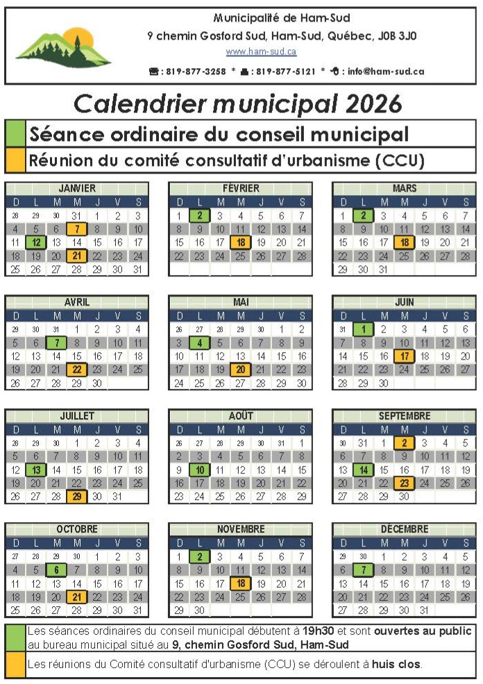 calendrier CCU